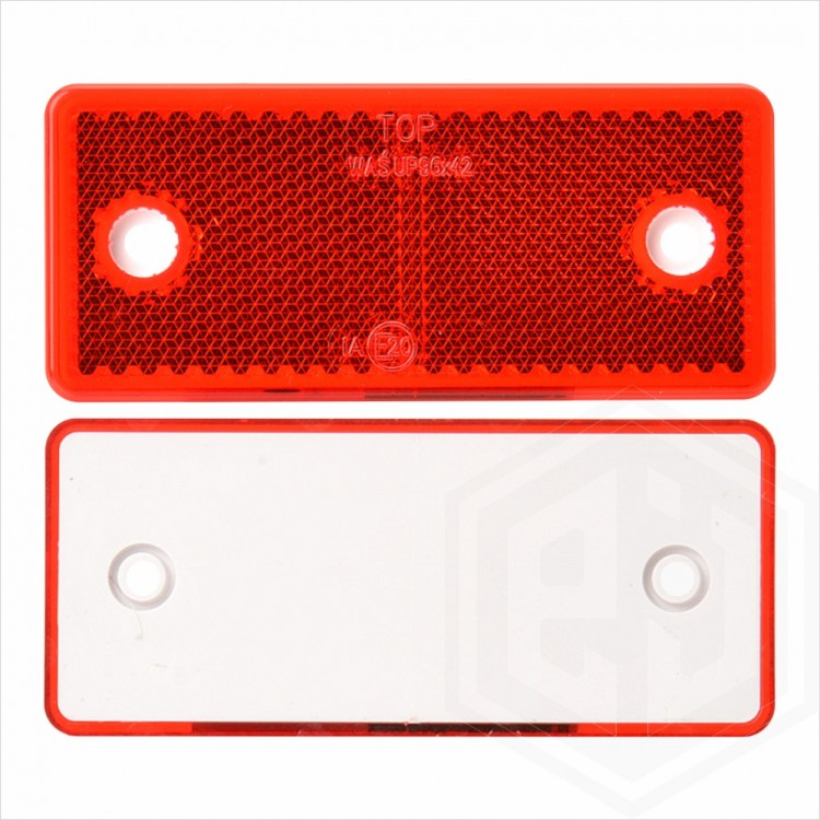 Red 96mm x 42mm Rectangular Screw On Car Trailer Caravan Rear Reflector with Mounting Holes