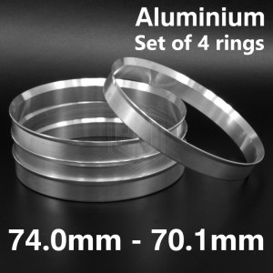 Aluminium Spigot Rings / 74.0mm - 70.1mm FULL SET OF (4) FOUR RINGS