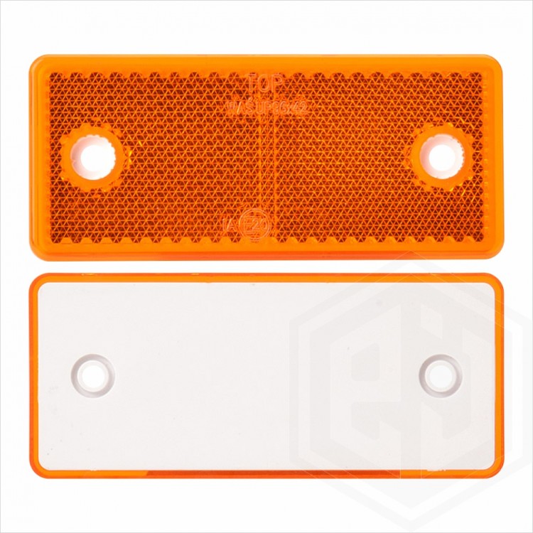 Amber Orange 96mm x 42mm Rectangular Screw On Car Trailer Caravan Side Reflector with Mounting Holes