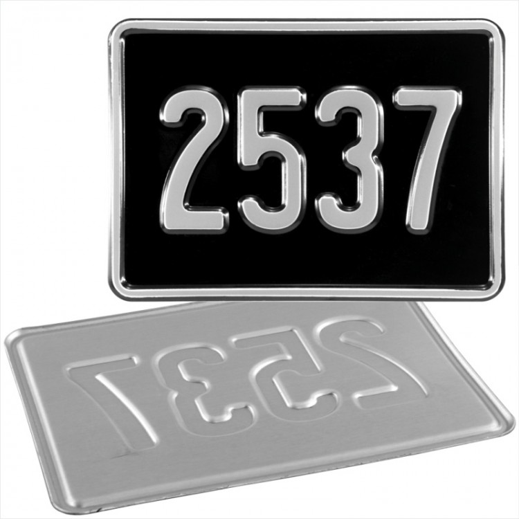 USA font 7x5 4 digit black and silver kids age motorcycle pressed number plate bike metal