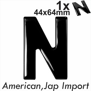 3D Gel Domed Resin American JAP IMPORT number plates Black DIY Letter N UK REG