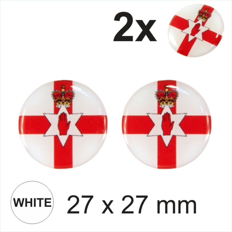 2x 27 mm Diameter Northern Ireland Flag Country Round Sticker Gloss Domed Gel 3D
