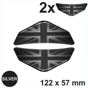Tank Pad Union Jack Sticker Motorcycle Motorbike 3d Gel Domed Carbon Cover UK
