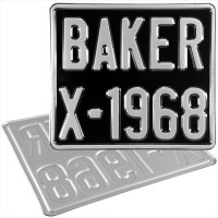 USA font 8x7 5 digit black and silver kids age motorcycle pressed number plate bike metal