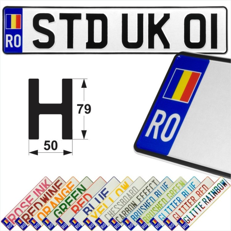 RO Romanian flag Pressed Metal Number Plates Replica 3D Show Custom Trucker Name