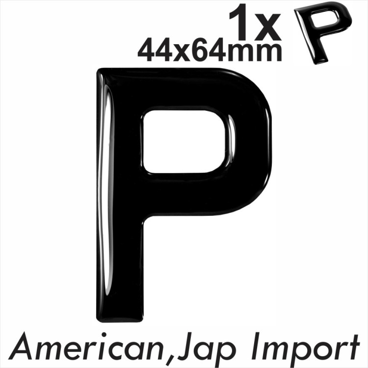 3D Gel Domed Resin American JAP IMPORT number plates Black DIY Letter P UK REG