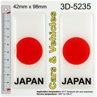 2x 42 x 98 mm SUN Japan Japanese Domed Gel 3D Car Licence Number Plate Stickers Badge Decal
