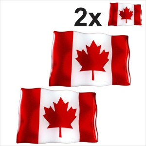 2x CANADA waving Canadian flags 3D Domed Gel STICKER Resin Decal Badge Adhesive