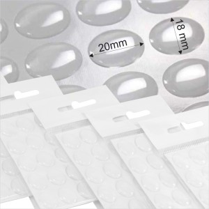 20x18mm Oval Clear Stickers Domed Gel Resin Crystal Epoxy Self Adhesive Cabochon