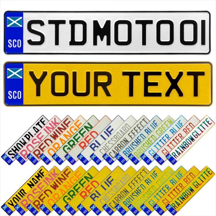 SCO Scotland Badge Pressed Metal Number Plates Replica Custom Show Trucker Name