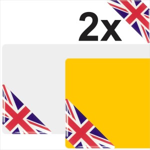 2 x 67mm 3D Domed Gel GB Union Jack Flag Corner Number Plate Stickers High Gloss