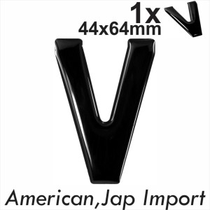 3D Gel Domed Resin American JAP IMPORT number plates Black DIY Letter V GB REG