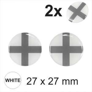 2x 27 mm Diameter Saint George's Cross Grey Flag Round Sticker Gloss Domed Gel