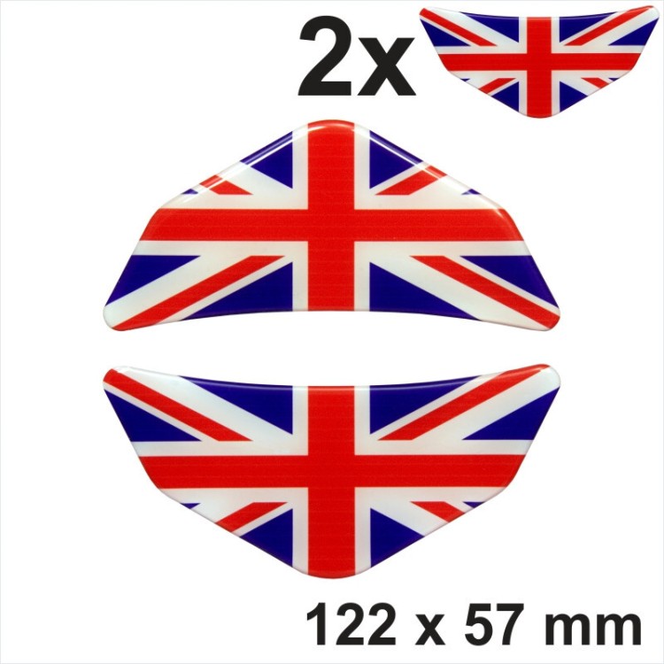 Tank Pad Union Jack Sticker Motorcycle Motorbike Scratch 3d Domed Black Cover UK