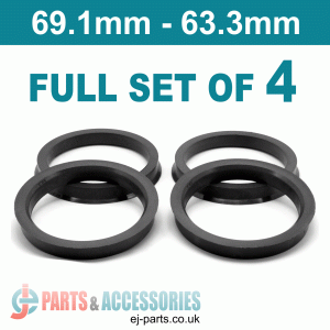 Spigot Rings / 69.1mm - 63.3mm FULL SET OF (4) FOUR RINGS Spigot Rings / 69.1mm - 63.3mm FULL SET OF (4) FOUR RINGS Hub Centric Rings  Alloy Wheels Spigot Rings (Centre Rings)