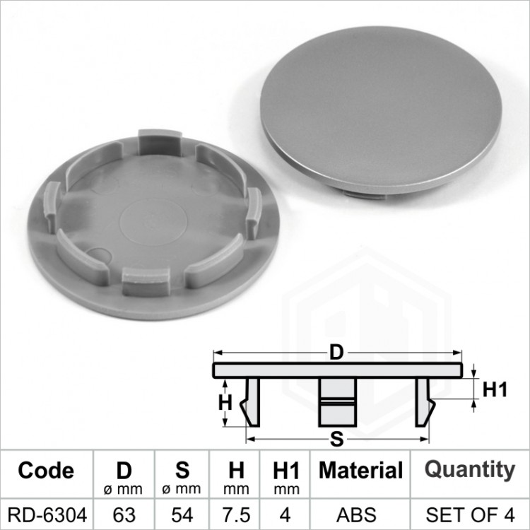Wheel Center Hub Caps / 63mm - 54 mm FULL SET OF (4) FOUR CAPS