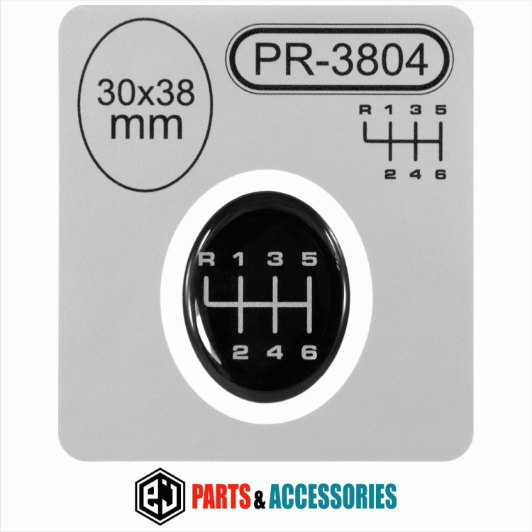Gear Knob Shift Pattern Lever Sticker 3D Domed polimer emblem badge oval 30x38mm