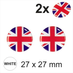2x 27 mm Diameter UNION JACK FLAG Round Sticker Decal Gloss Domed Gel Resin UK
