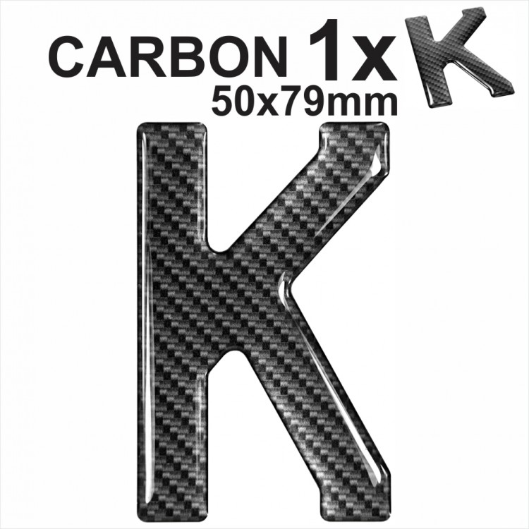 CARBON Letter K 3d gel number plates Domed Resin Making DIY Registration UK REG