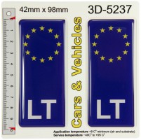 2x 42 x 98 mm LT Lithuania Lietuva Euro Domed Car Licence Number Plate Stickers Badge Decal
