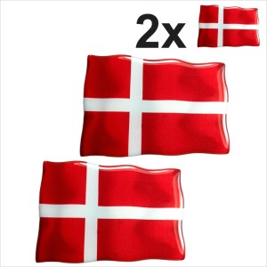 2x DK Denmark waving Danish flags 3D Domed STICKERS Resin Decal Badge Adhesive