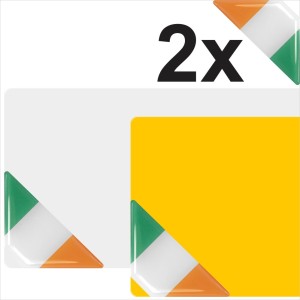 2 x 67mm 3D Domed Gel IRL Ireland Irish flag Corner Number Plates Stickers decal
