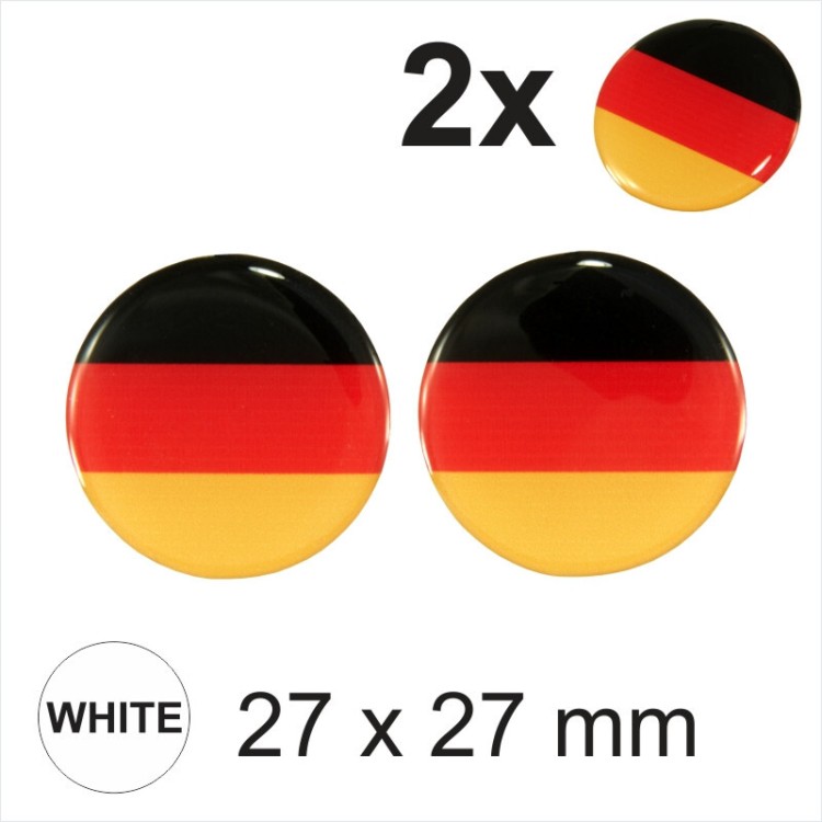 2x 27 mm Germany Deutschland Flag Round Moto Helmet Sticker Decal Domed Gel 3D
