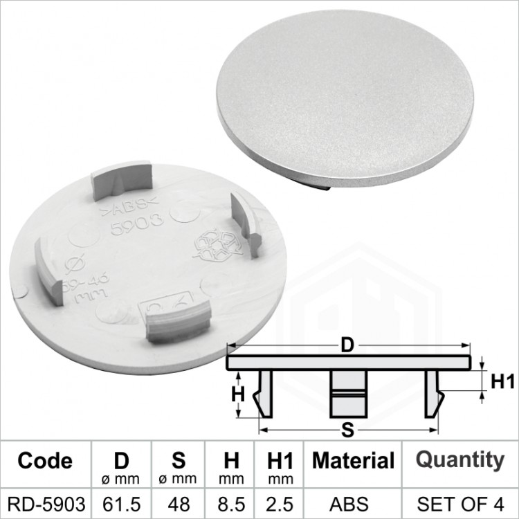 Wheel Center Hub Caps / 61.5mm - 48.0 mm  FULL SET OF (4) FOUR CAPS