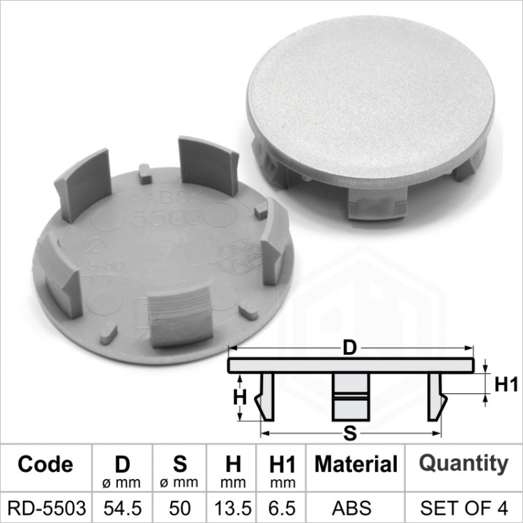 Wheel Center Hub Caps / 54.5mm - 50.0 mm FULL SET OF (4) FOUR CAPS
