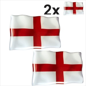 2x ENG English Georges Cros England flag 3D Domed Gel STICKER Resin Decal Badge
