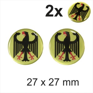 2x 27 mm Germany Eagle Flag Round Moto Helmet Sticker Decal Domed Gel 3D