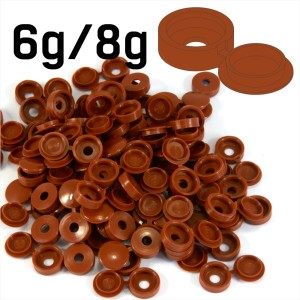 Mahogany Wood Colour Hinged Plastic Screw Cover Caps (Small, 6/8g) 4 PACK SIZES