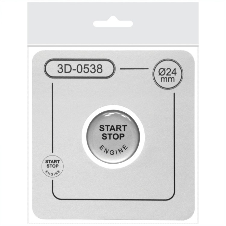 24 mm Engine Start Stop Push Button Cap Cover 3D Domed Resin Gel Sticker Repair