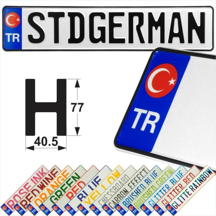 TR Turkish flag Turkey Pressed Metal Number Plates Replica Show Trucker Name