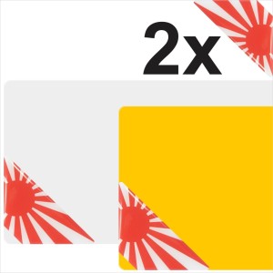 2 x 67mm 3D Domed Gel JAPAN RISING SUN FLAG Corner Number Plates Stickers Jap