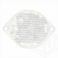 White Clear 85mm Round Screw On Car Trailer Caravan Front Reflector with Mounting Holes