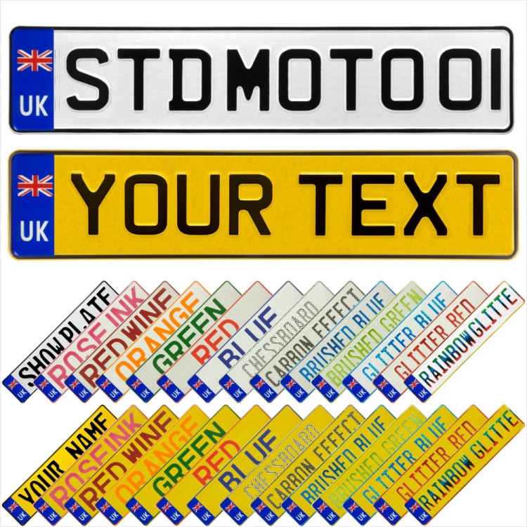UK Union Jack Badge Pressed Metal Number Plates Replica Custom Show Trucker Name