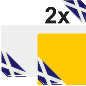 2 x 67mm 3D Domed Gel Scotland SCO Flag Corner Number Plate Stickers High Gloss