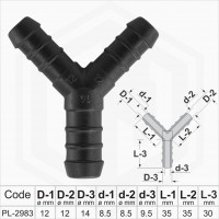 12x12x14 mm Y-Piece Reducer Plastic Barbed Connector Joiner Tube Hose Pipe Fitting