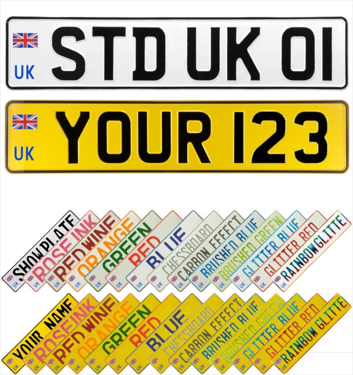 UK Union Jack New Pressed Metal Number Plates Replica Custom Show Trucker Name
