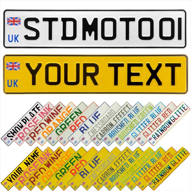 UK Union Jack New Pressed Metal Number Plates Replica Custom Show Trucker Name