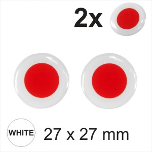 2x 27 mm Japanese Japan flag Car Moto Helmet Sticker Decal Domed Gel 3D