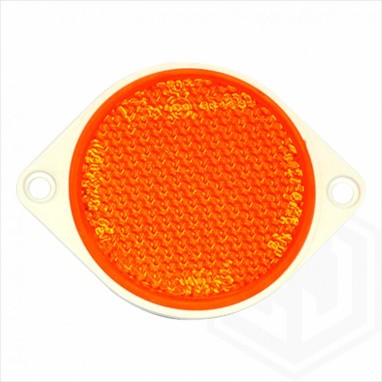 Amber Orange 85mm Round Screw On Car Trailer Caravan Side Reflector with Mounting Holes