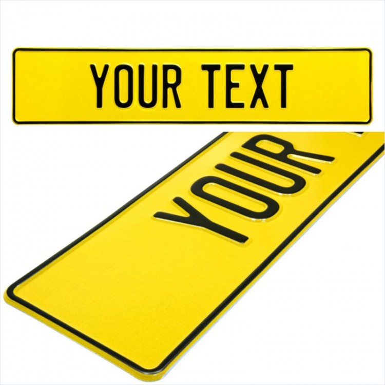 1x Yellow American USA Font Show Pressed Number Plate 520mm x 110mm
