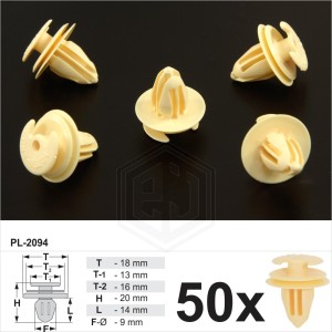 50x yellow Plastic Pillar Interior Panel Door Card Trim Clips Fit Toyota Subaru