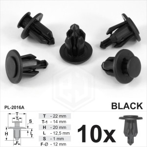 12mm Dia Hole Black Car Push Pin Fit Rivet Fasteners Trim Clips Panel Bumper