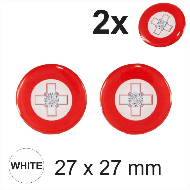 2x 27 mm Malta Maltés Airforce Flag Round Moto Helmet Sticker Decal Domed Gel 3D