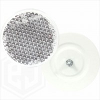 White Clear 85mm Round Car Trailer Caravan Front Reflector with Rear Bolt Attachment