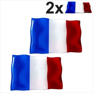 2x France French waving flags Square 3D Domed Gel STICKER Resin Decal Badge