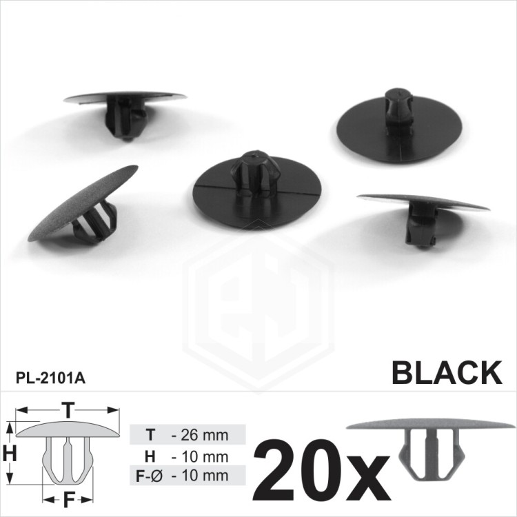 Bonnet Hood Sound Trim Insulation Fixing Clips Black Plastic Fits Mitsubishi